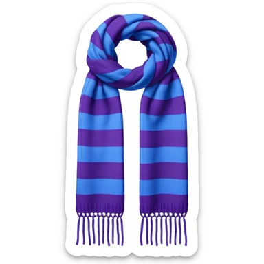 Realistic cobalt-blue and purple vertically thick-striped winter scarf isolated. sticker