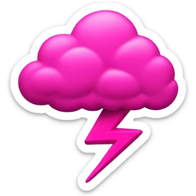 Hot pink cloud with large thick thunderbolt  sticker