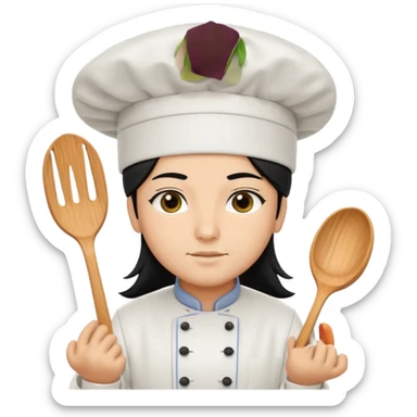 Chef pelinegra pelo largo y liso sticker