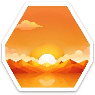 Hexagon shaped sunrise sticker
