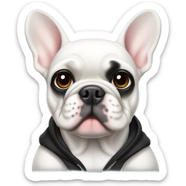White french bulldog with black hoddie  sticker