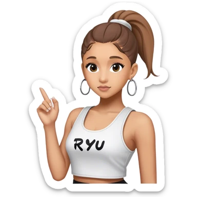 Ariana grande with "ryu" written on toptank sticker