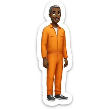 Tall man wearing a orange jumpsuit  sticker