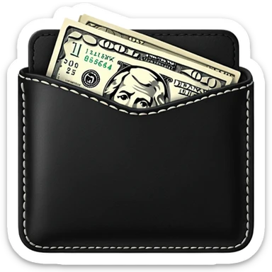 blow wallet with a single one dollar bill inside, just one dollar sticker