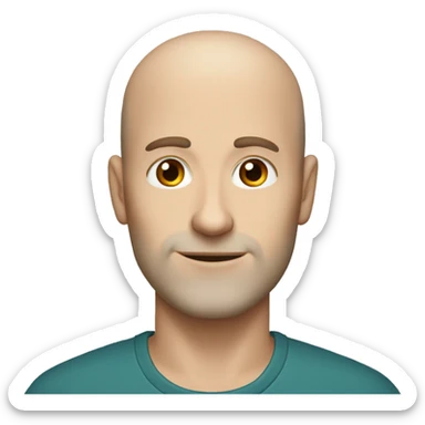 white balding guy with thin long hair and brown hair and eyebrows thin and brown eyes  sticker