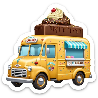 Chocolate nut sprinkle covered 1953 ice cream truck  sticker