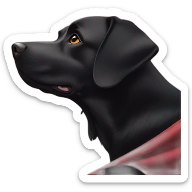 Un labrador noir qui vole dans le ciel avec une cape rouge sticker