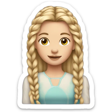 Young girl with long blond hair in a braide sticker