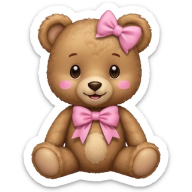Cute teddy bear with a pink bow. sticker