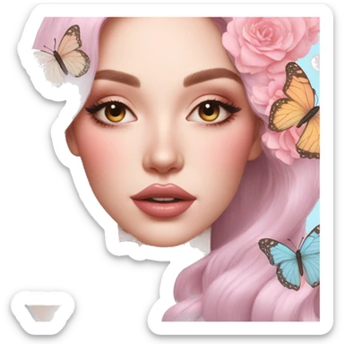 Gorgeous pastel lady with butterflies aesthetic trending style sticker