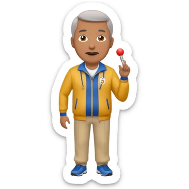 middle-aged track coach with whistle full body sticker