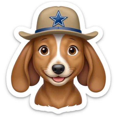 dachshund emoji with dallas cowboys hat sticker