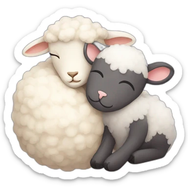 a sleepy lamb and a sleeping cat sticker