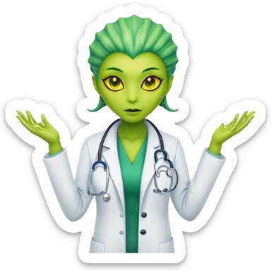 Reptilian alien woman, is a doctor sticker