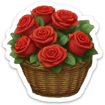 basket with courtyard and  red roses  sticker
