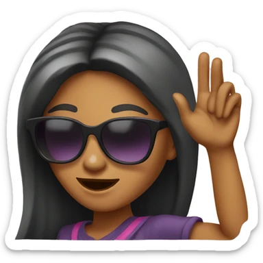 cool girl with shades waving hi sticker