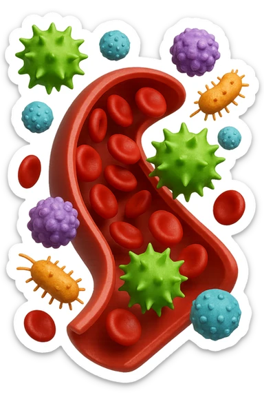 EMOJI STILE IPHONE 3D DI tossine e batteri che entrano in una vena umana E FALLO MOLTO REALISTICO IN 3D sticker