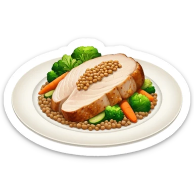 Backed turkey breast with buckwheat and stewed vegetables (zucchini, carrots) sticker