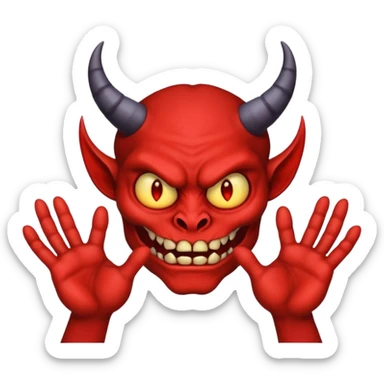 A demon with 2 hands 1 is holding 9 and the other 1 is holding 11 sticker