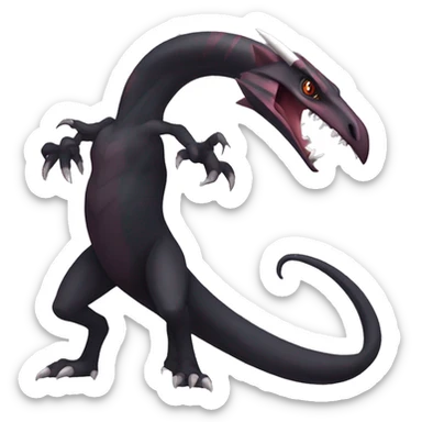 cool edgy modern black and maroon Dark-type nargacuga Salazzle Nargacuga Salandite Raptor-Pokémon full body sticker