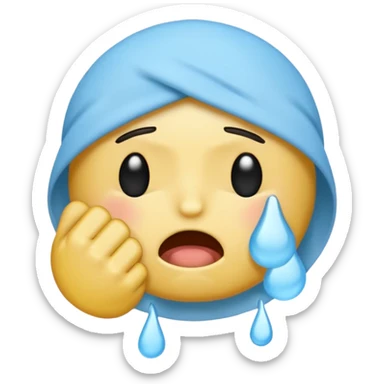 Crying emoji with fist covering mouth like he is saying “ooooh you so tuff boi” sticker