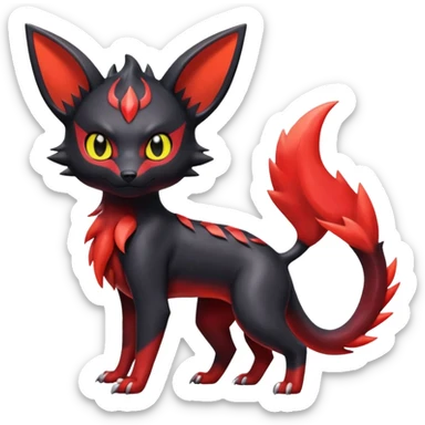  Shiny red iridescent Litten-Umbreon-Salandit-Jolteon-fusion sticker