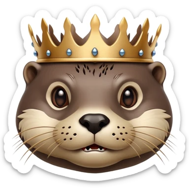 portrait of confused otter face with simple wooden thorny bramble crown, no leaves, no metal, just thorns sticker