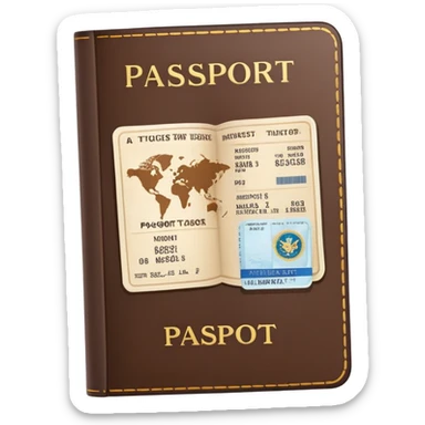 Brown Passport with flight tickets sticker