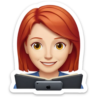 Mom with red hair watching Netflix sticker