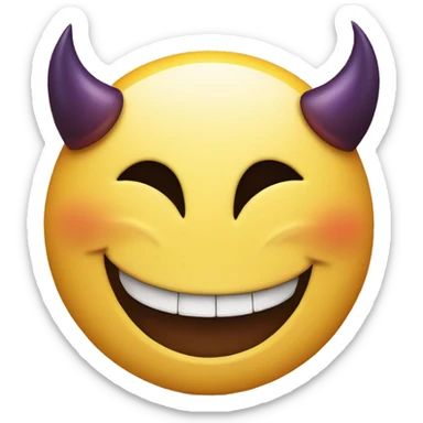 smiley face with a devilish grin  sticker