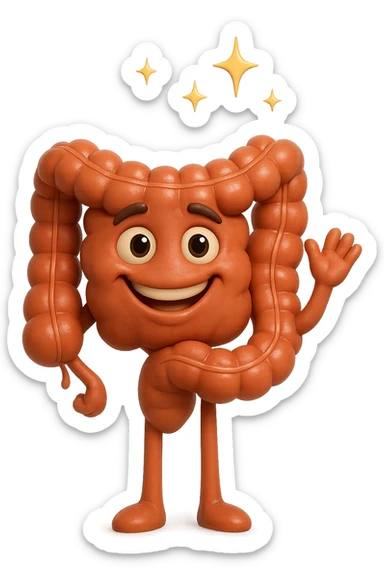 fammi un intestino identico a questo, ma felice e con le scintille di splendore dorate sopra, come se fosse in ottima salute sticker