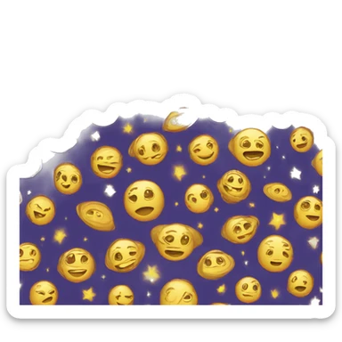 Person wearing t shirt filled with golden galaxies sticker