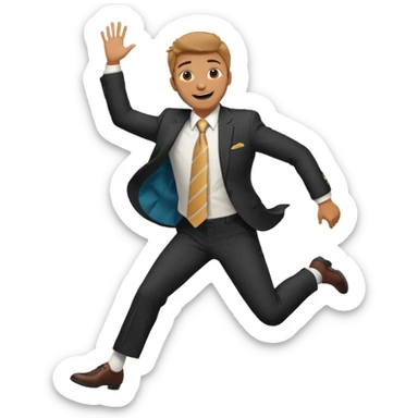 a man in a formal suit jumps with joy sticker