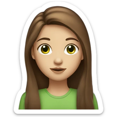 long straight brown hair girl with green eyes and freckles from head to chest sticker