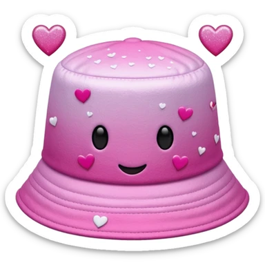 Pink ombre bucket hat with hearts and glitter sticker
