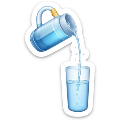 bottle of water pouring out --no glas sticker