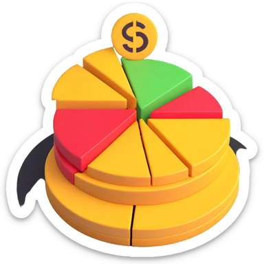 3D style emoji of a pie chart depicting budgeting with sections for savings, needs, and wants sticker