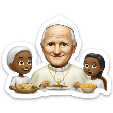 Pope John Paul II With normal family at the dinner sticker