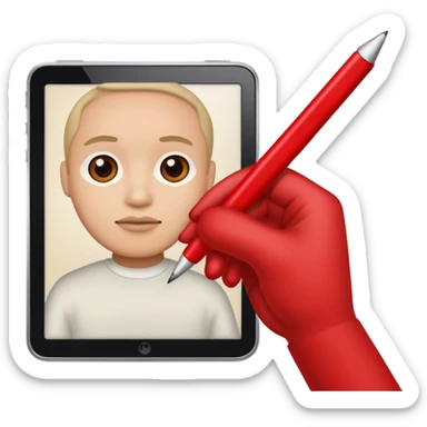 this emoji ✍🏻 with a red pen writing  sticker