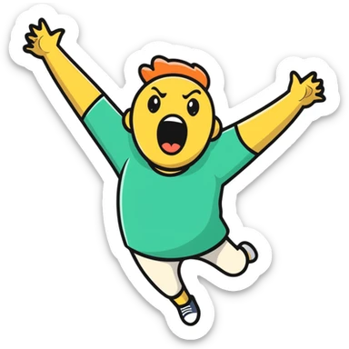 person with head thrown back, screaming with excitement, pure joy, expressive face sticker