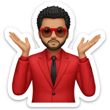 the weekend in red suit and sunglasses sticker