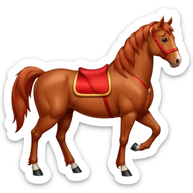 Christmas red horse with a full-length sticker