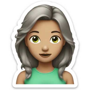 girl with brown and gray hair and green eyes sticker