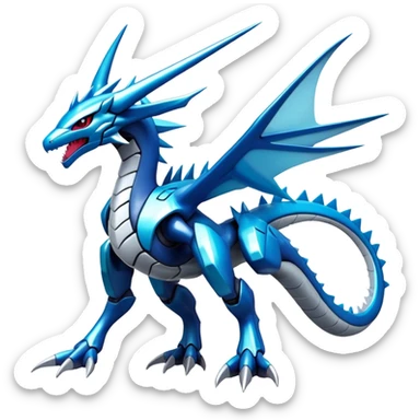  Cool Edgy Shiny Futuristic Ethereal Legendary Dialga-Digimon-Salamence-Kyurem-hybrid full body sticker