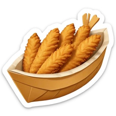 5 breaded chicken tenders in a paper food boat  sticker