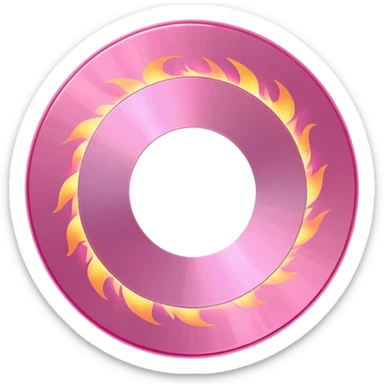 A minimalist CD disc with subtle pink flames, glowing effect, variation 3 sticker