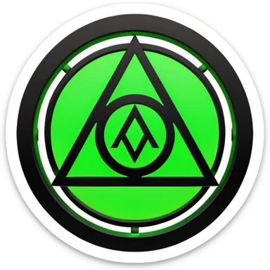 Emoji, dark futuristic occult sigil, symmetrical geometric shape, black metal, gothic cyber aesthetic, minimal flat design, sharp edges, centered, transparent background sticker