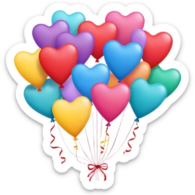 Happy birthday callout with hearts and balloons sticker