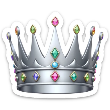 silver feminine crown with rainbow gemstones sticker