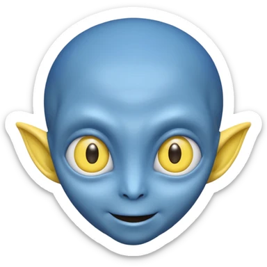 I want an alien with blue color and middle section of the forehead should be yellow sticker